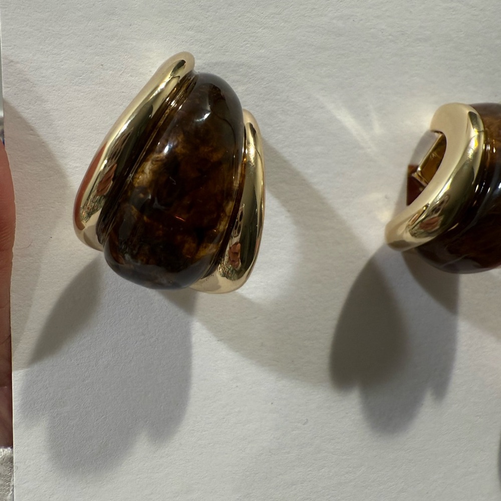 & Other Stories Gold and Brown Earrings - Picture 3 of 5